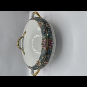 Vintage Limoges France MF Soup Tureen Blue Floral #2